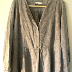 Zara Gray Chambray Maxi Dress | Size XL
